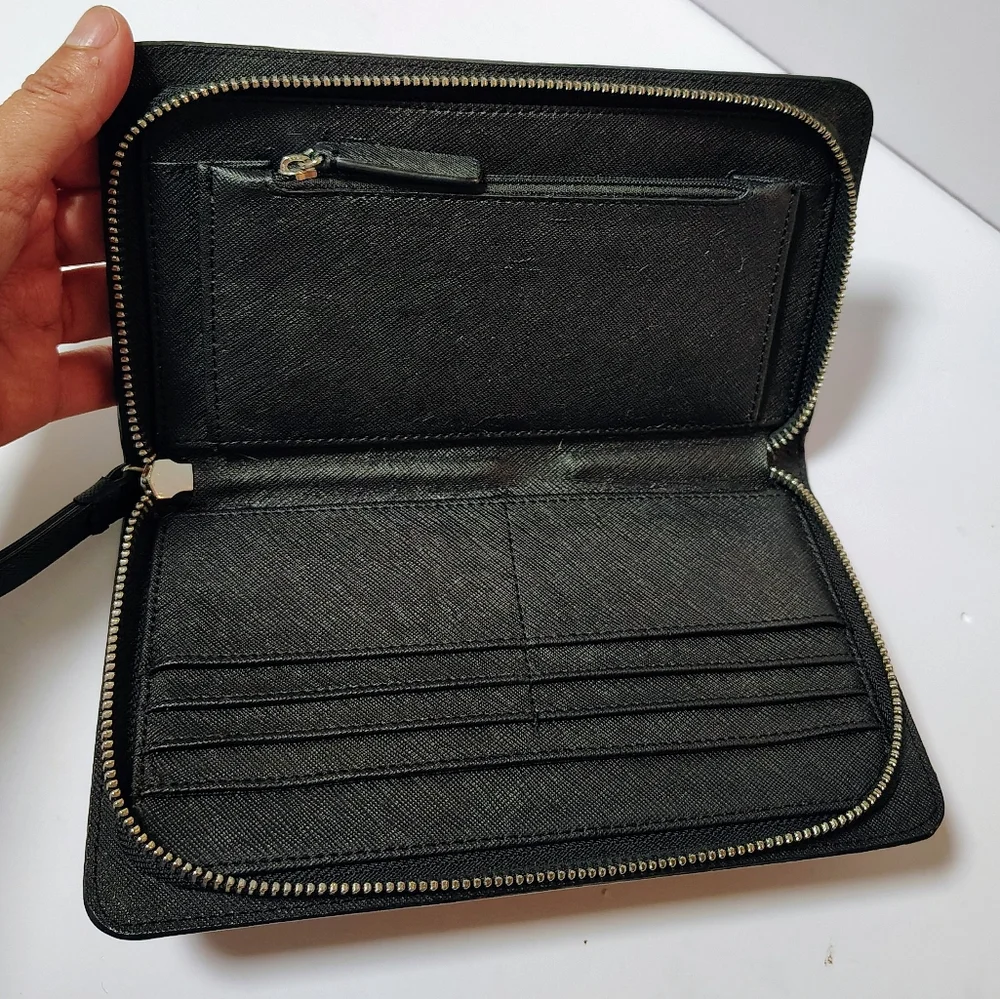 Calvin Klein Wallet Clutch Zip around Saffiano Leather Black 8